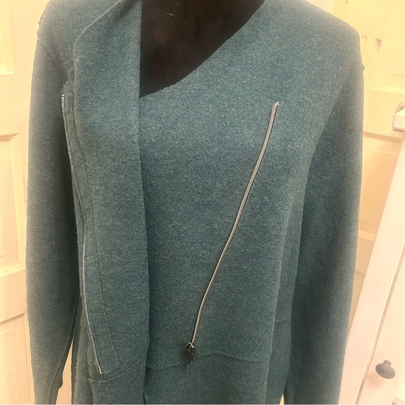 EILEEN FISHER Merino Wool Lightweight Teal Women's Coat Minimalist Cosy Fall - Picture 4 of 9